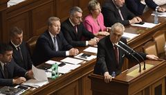 Prezident Milo Zeman vystoupil 11. ervence v Praze na schzi Poslanecké...