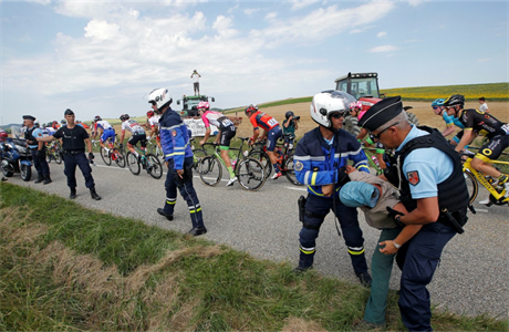 Protest francouzskch farm proti TdF.