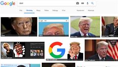 Slovo idiot zadané do vyhledávae Google uivateli ukazuje fotografie Donalda...