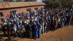 Fronta na zimbabwské veobecné volby v Harare.