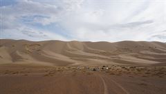Chongoryn Els, pou Gobi. Písené duny tu dosahují výky a 400 metr.