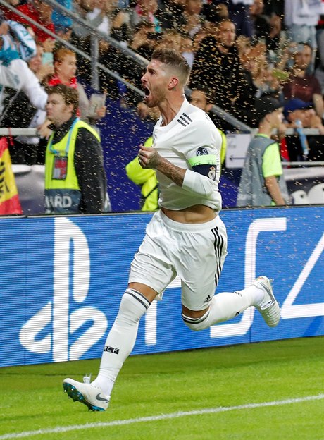 Superpohár Real - Atlético (Ramos slaví gól)