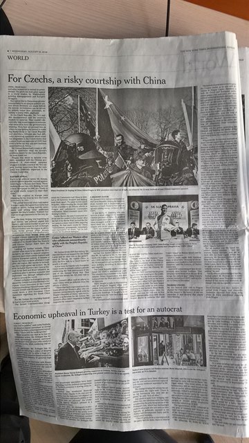 List New York Times ve svém mezinárodním vydání vydal text o esko-ínských...