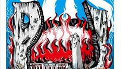 Karikatura hořícího Bílého domu na plakátu  americké rokové skupiny Pearl Jam... | na serveru Lidovky.cz | aktuální zprávy
