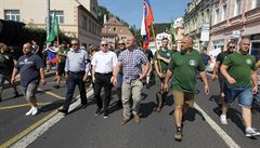 Demonstranty pijel ze Slovenska podpoit Marian Kotleba.