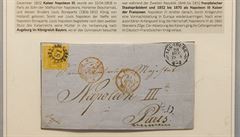 Dopis z roku 1854 adresovaný z nmeckého Augsburgu do francouzské Paíe císai...