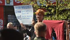 Lidé protestovali eskobudjovickém výstaviti proti prezidentovi Miloi...