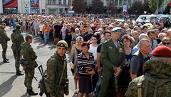 Poheb pedáka proruských separatist na východ Ukrajiny Alexandra...