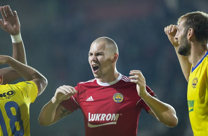 8.kolo první fotbalové ligy. Bohemians Praha 1905 vs. FC Fastav Zlín. Branká�...
