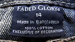 Díny vyrobené v Bangladéi.