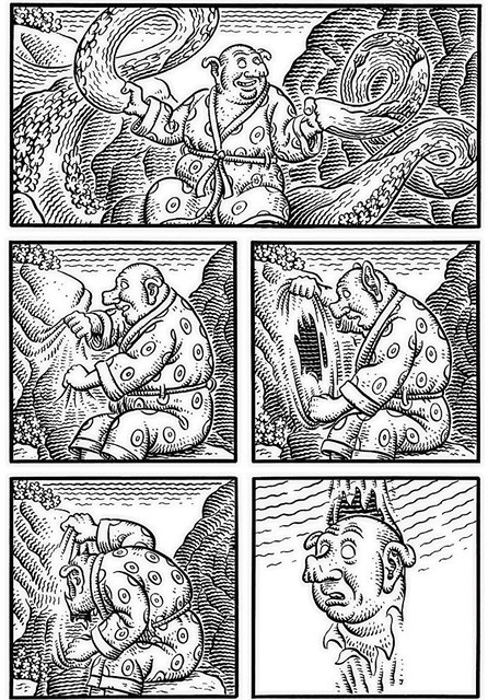 Černobílý a němý. Ukázka z komiksu Jima Woodringa.