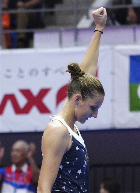 Karolína Plí�ková se raduje z triumfu