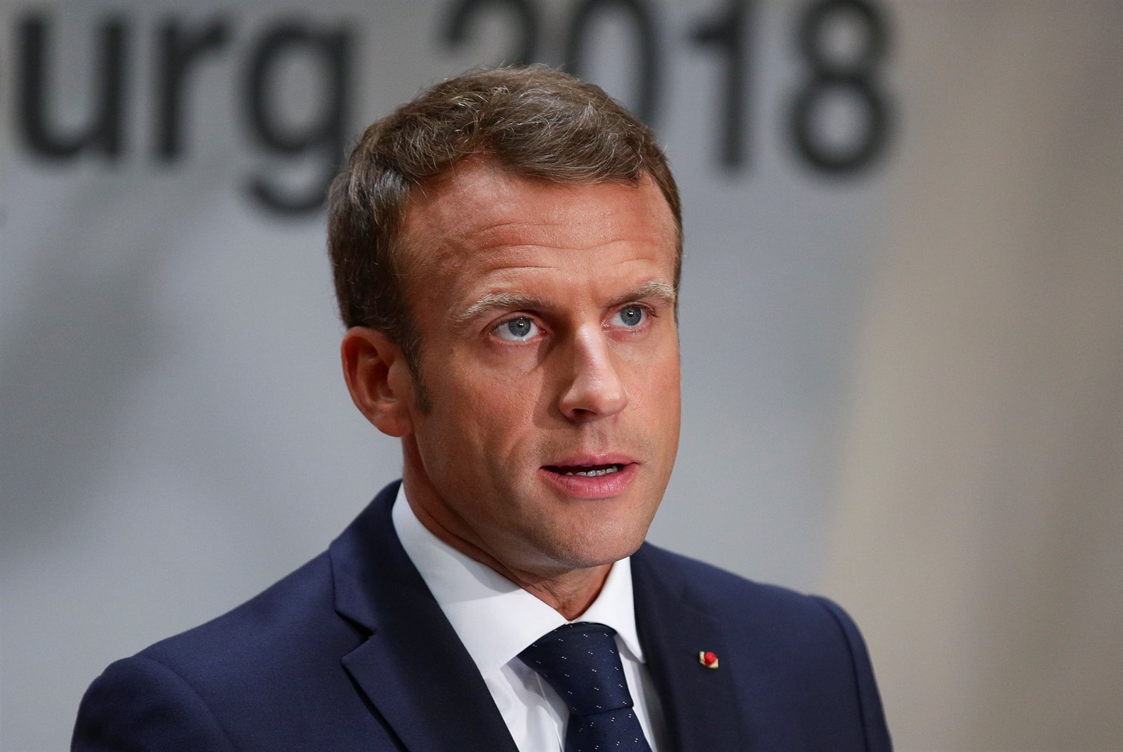 Francouzský prezident Emmanuel Macron na tiskové konferenci po jednání lídr�...