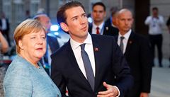Angela Merklová a Sebastian Kurz v Salcburku.
