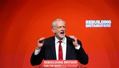 Pedseda Labourist Jeremy Corbyn na konferenci v Liverpoolu.