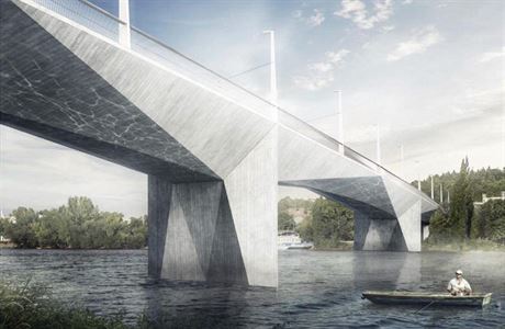 Návrh nového mostu pes Vltavu, který spojí Prahu 4 a 5.