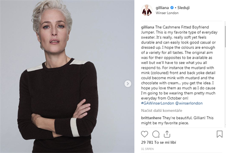 Gillian Andersonová alias agentka Scullyová vytvoila svou první módní kolekci