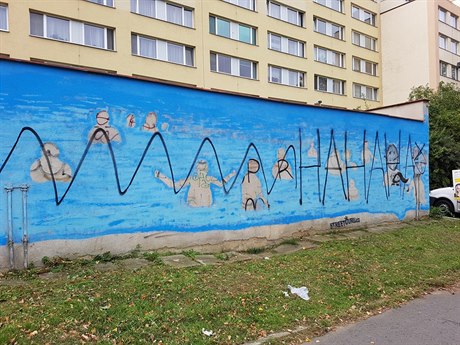 Zniené graffiti výtvarníka Kurta Gebauera.