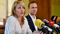 Končící pražská primátorka Adriana Krnáčová vystoupila v Praze na tiskové...