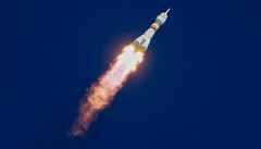 Sojuz MS-10 bhem startu.