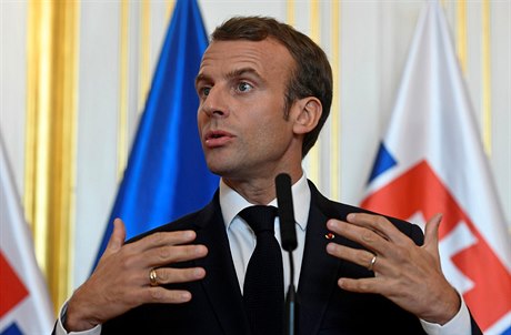 Francouzský prezident Emmanuel Macron v Bratislav.