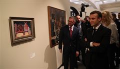 Emmanuel Macron zakonil svj program v Praze návtvou Národní galerie.