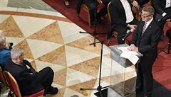 Český premiér Andrej Babiš vystoupil 27. října 2018 na slavnostním otevření...