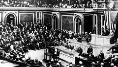 Prezident Spojených stát amerických Woodrow Wilson promluvil 2. dubna 1917 ke...
