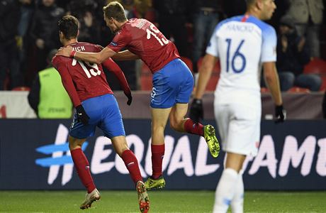 Utkání základní skupiny B1 fotbalové Ligy národ: R - Slovensko: Patrik Schick...