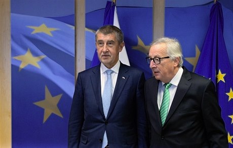 Český premiér Andrej Babiš a předseda Evropské komise Jean-Claude Juncker.