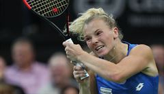 Tenistka Kateina Siniaková bojovala ve finále Fed Cupu ze vech sil.