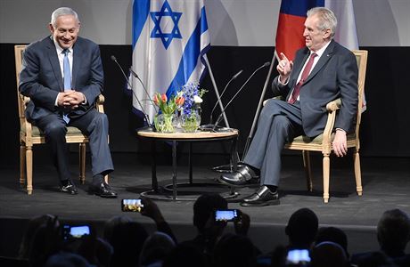 esk prezident Milo Zeman a izraelsk premir Benjamin Netanjahu.
