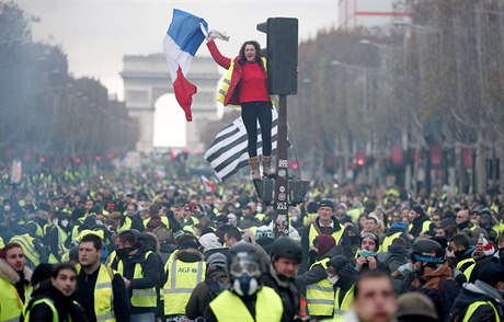 luté vesty se shromaují na Champs-Elysées i pes zákaz úad.