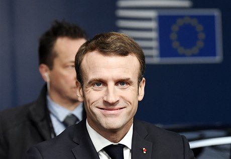 Francouzský prezident Emmanuel Macron na summitu EU.