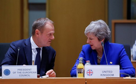 Britská premiérka Theresa Mayová s Donaldem Tuskem na summitu EU.