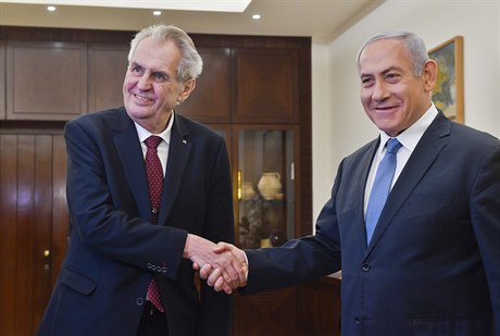 Prezident Milo Zeman s izraelským premiérem Benjaminem Netanjahuem.
