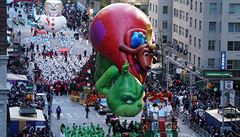 Grinchv balon na pehlídce v New Yorku v rámci Dne díkvzdání.