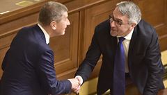 Premiér Andrej Babi (vlevo) a ministr obrany Lubomír Metnar (oba z ANO) si...