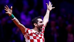 Marin ili záí po zisku tetího bodu ve finále Davis Cupu.