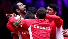 Tenisté Chorvatska slaví zisk Davis Cupu.