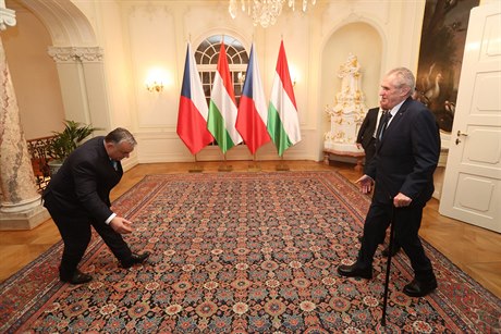 Viktor Orbán se pi setkání s eským prezidentem uklonil.