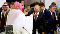 Sadsk korunn princ Mohamend bin Salmn, rusk prezident Vladimir Putin a v...