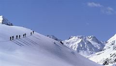 Ski alpinismus v Tyrolsku.