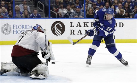 Ondej Palát v zápase Tampa Bay - New York Rangers.