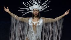 Miss Bolívie Joyce Prado displays her costume during Miss Universe National...