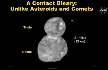 NASA zveejnil první ostrý snímek planetky Ultima Thule.