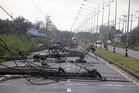 Zniené elektrické vedení v Thajsku.