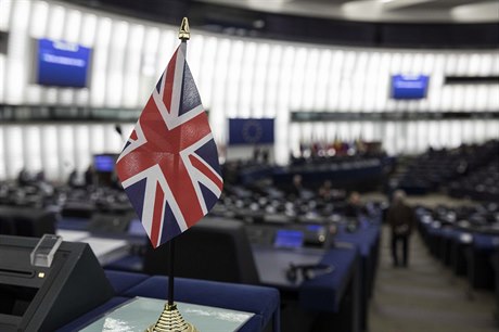 Britská vlajka v Evropském parlamentu.