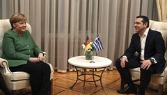 Schzka Merkelové a Tsiprase v Aténách.