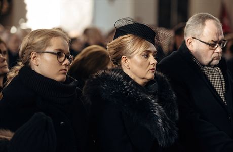 Magdalena Adamowiczová na pohbu svého manela, starosty Gdasku Pawla...